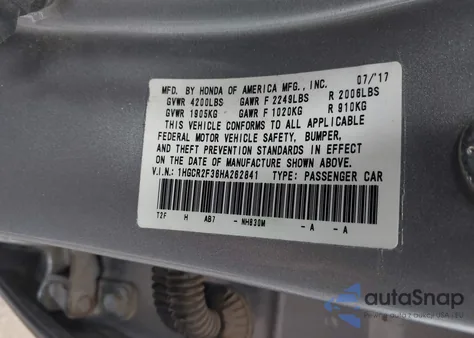 2017 Honda Accord Lx from USA, damaged, VIN 1HGCR2F36HA262841
